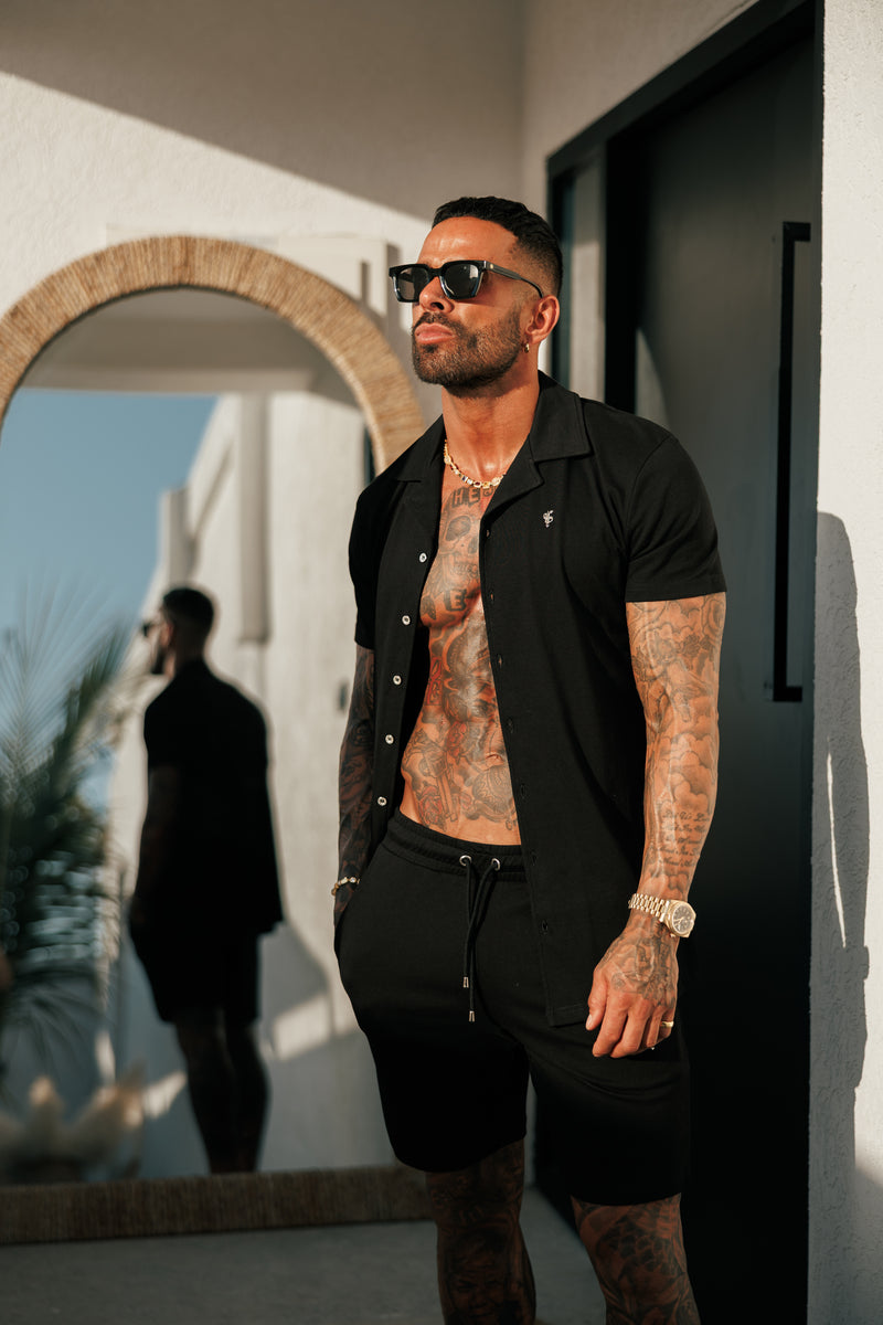 Father Sons Black Pique Shorts - FSH1359 (PRE ORDER 30TH MAY)