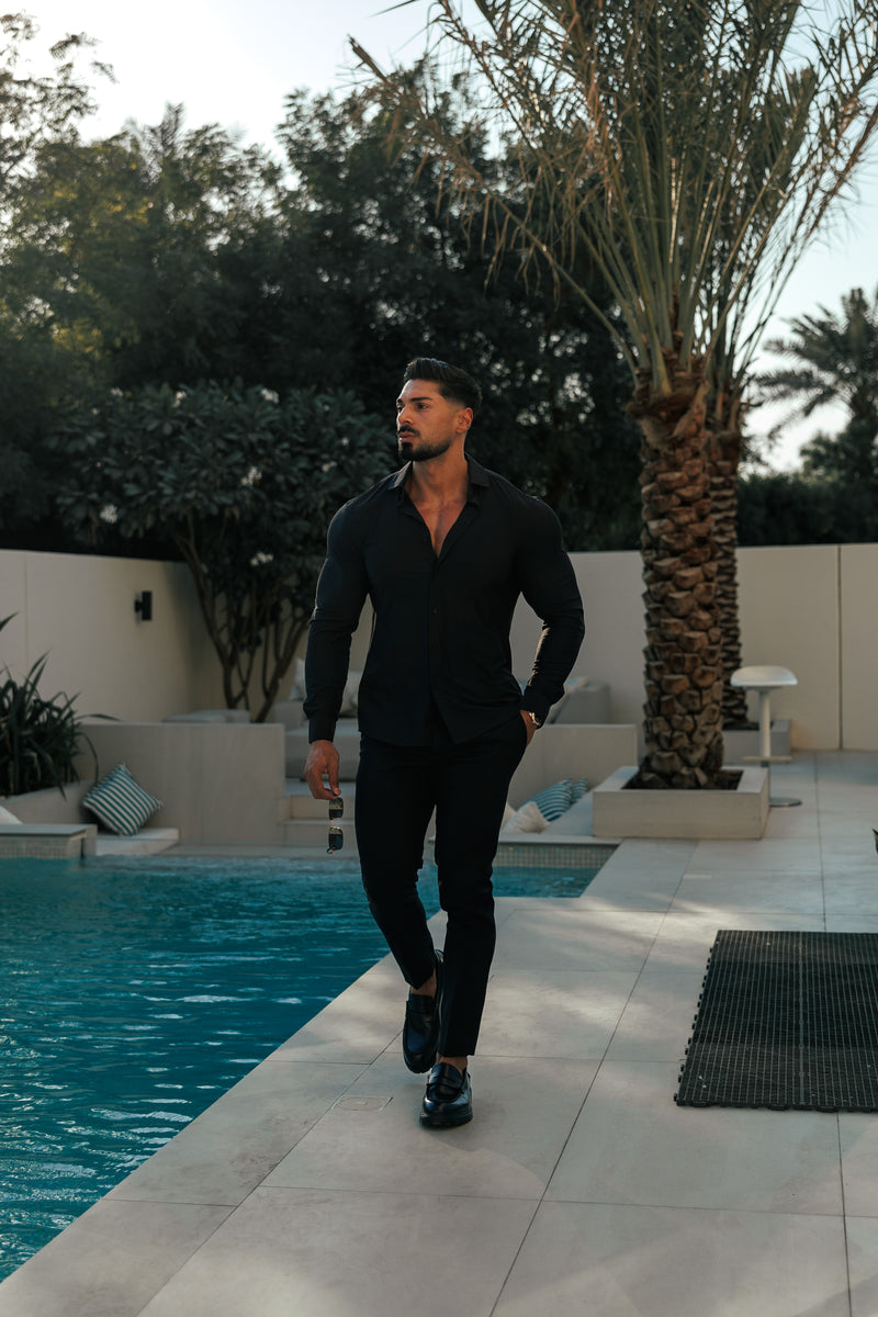 Father Sons Ultra Stretch Compression Shirt Long Sleeve Black - FS1234