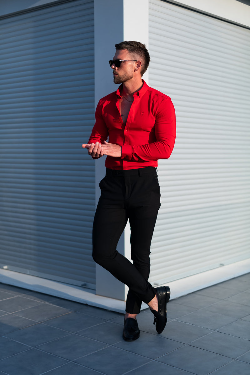 FS Super Slim LS Postbox Red Scuba with Button Down Collar - FS1186