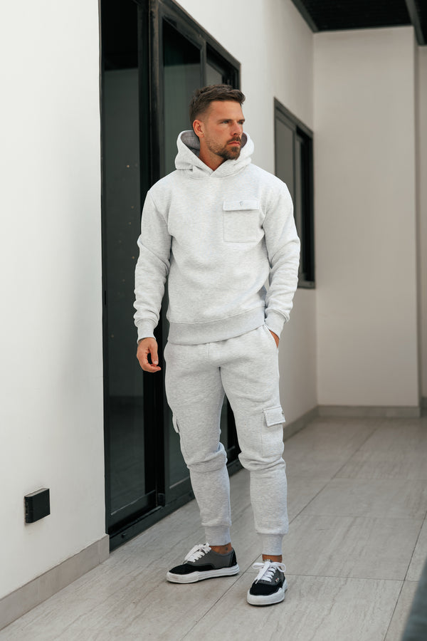 FS Grey Melange / Silver Cargo Hoodie - FSR032 (PRE ORDER 22ND DECEMBER)