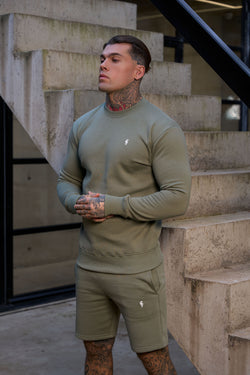 FS Plain Olive Crew Jumper With FS Branding - FSH1186