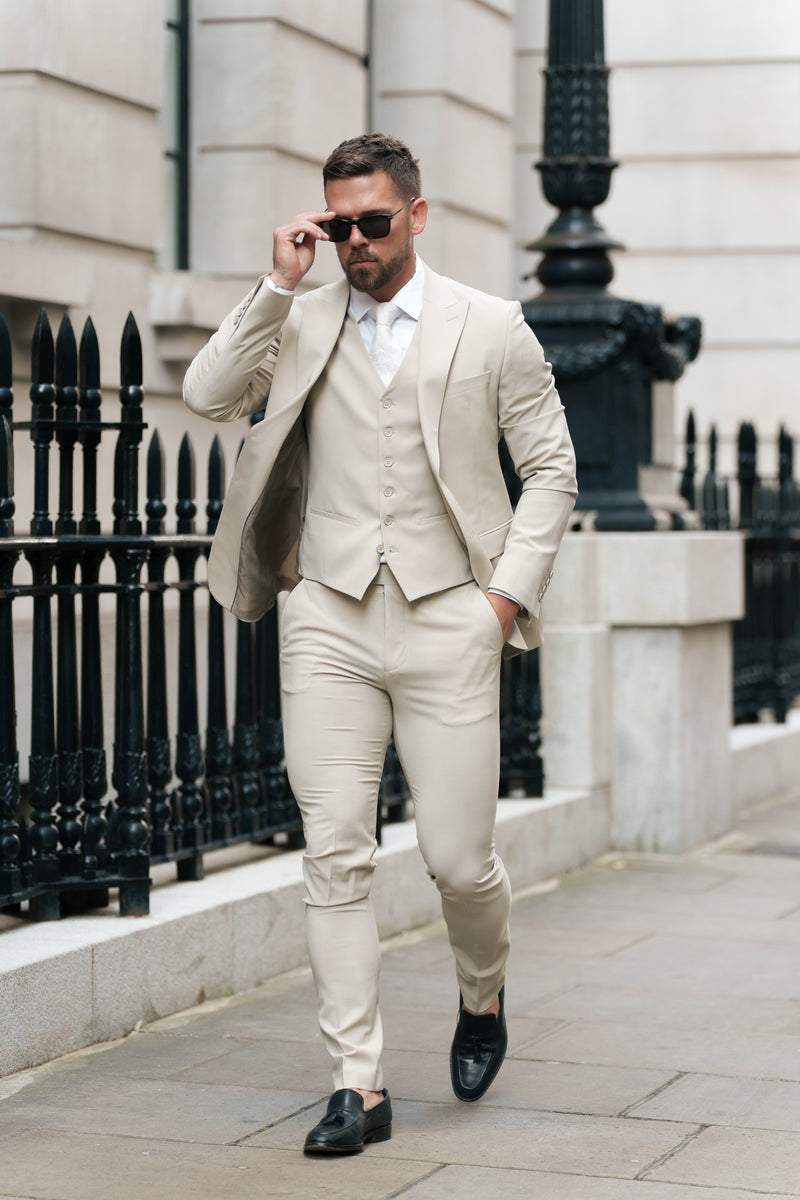 Father Sons Slim Formal Beige Stretch Trousers - FST038 (PRE ORDER 14TH AUGUST)