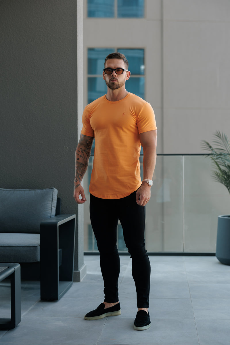 Father Sons Classic Orange Tonal Curved Hem Crew T Shirt - FSH1152