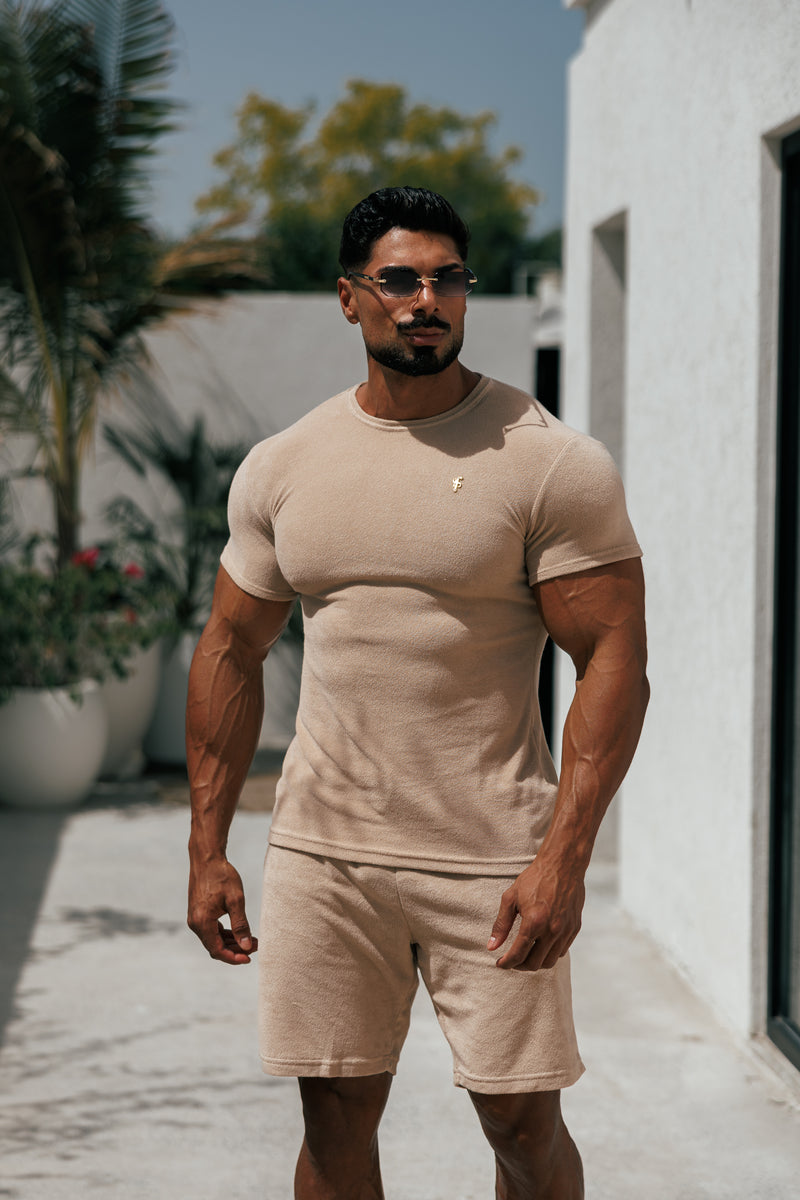 Father Sons Beige Towelling Shorts - FSTS663 (PRE ORDER 23RD MAY)