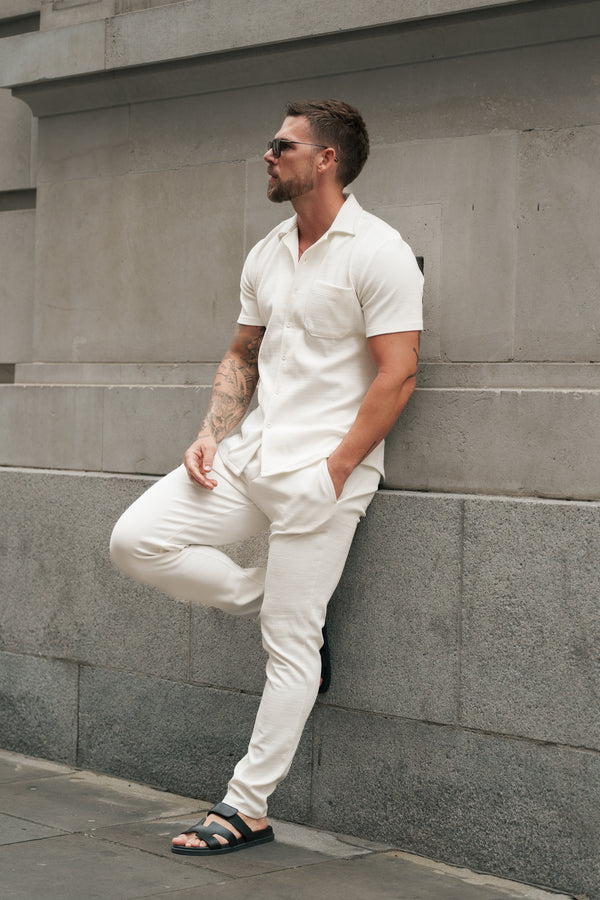 Father Sons Jersey Cord Slim White Trousers - FSR015 (PRE ORDER 11TH AUGUST)