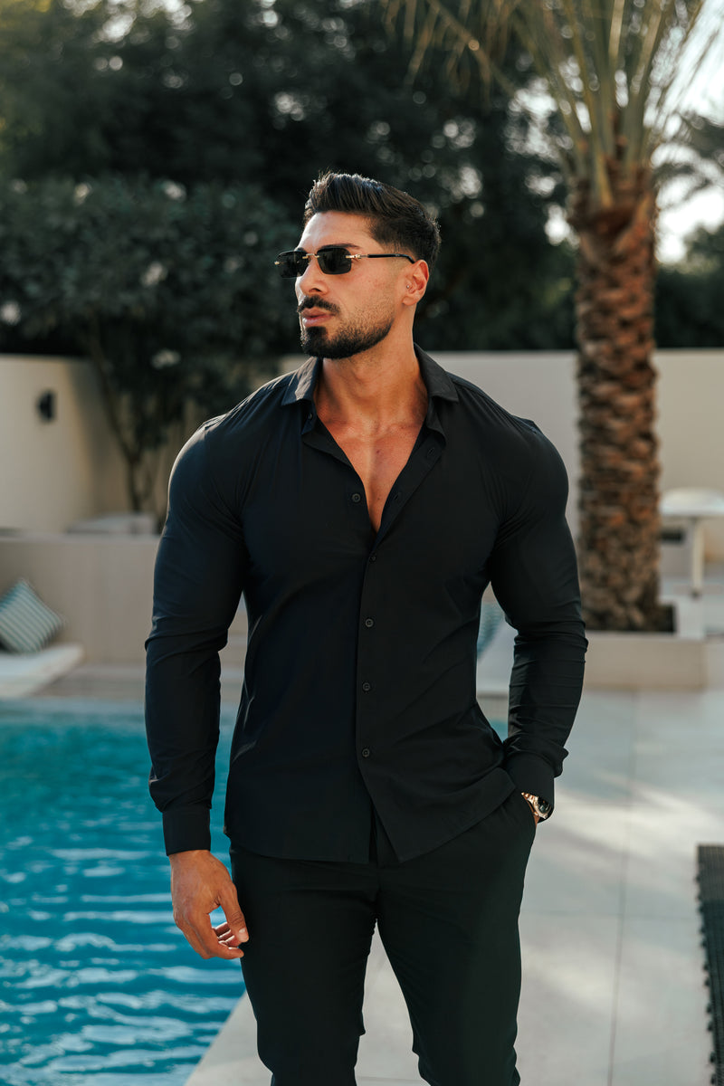 Father Sons Ultra Stretch Compression Shirt Long Sleeve Black - FS1234