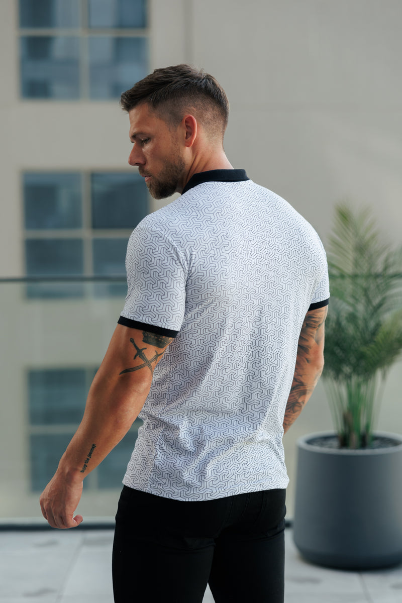 Father Sons Grey / Black Geo Printed Polo Shirt - FSH1236