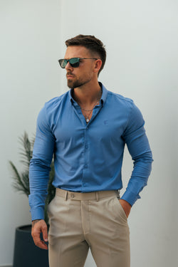 Father Sons Classic Stretch Oxford Long Sleeve Cadet Blue with Button Down Collar - FS1216