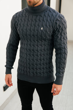Father Sons Link Weave Knit Charcoal Roll Neck Jumper - FSJ105 (PRE ORDER 12TH NOVEMBER)