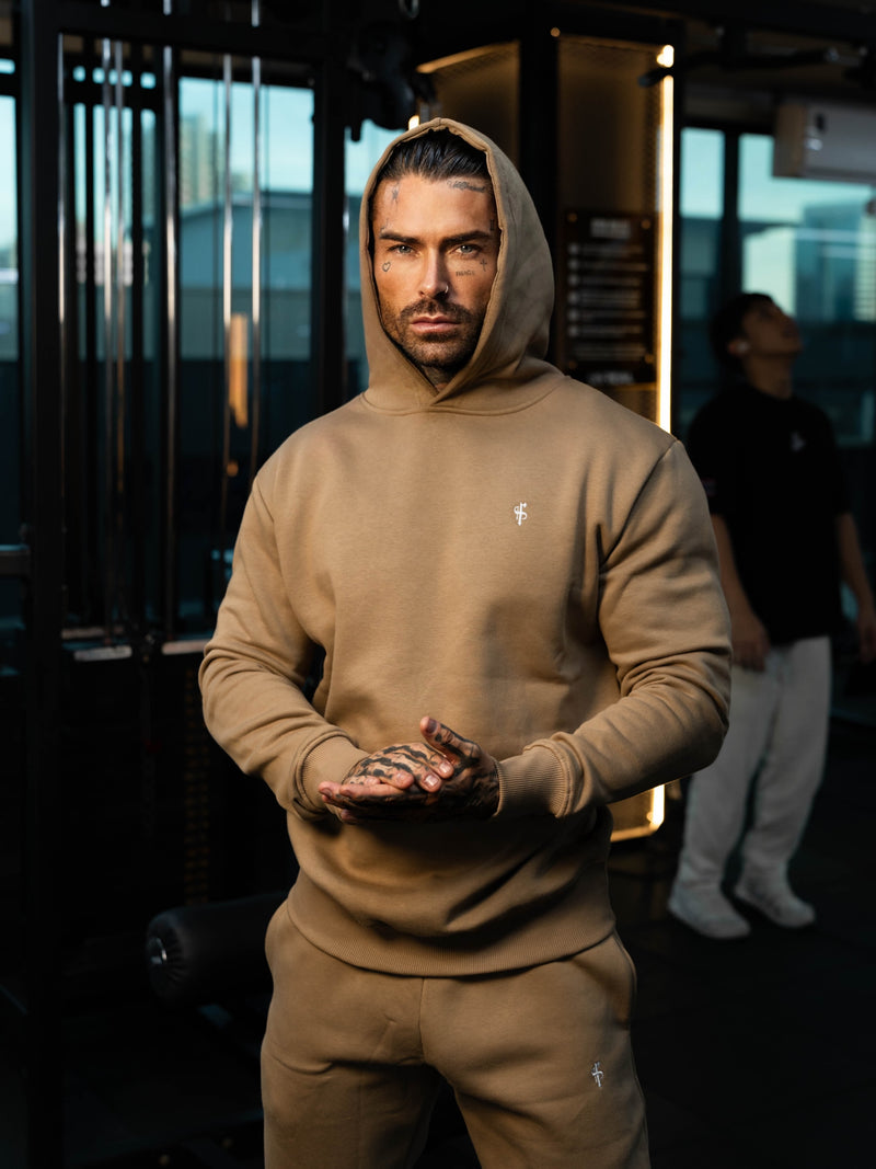 FS Plain Taupe Hoodie With FS Branding - FSH1191