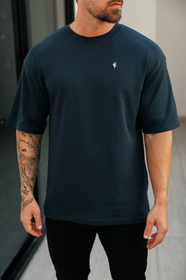 Father Sons Classic Navy / Gold Oversized Crew T Shirt - FSH1422