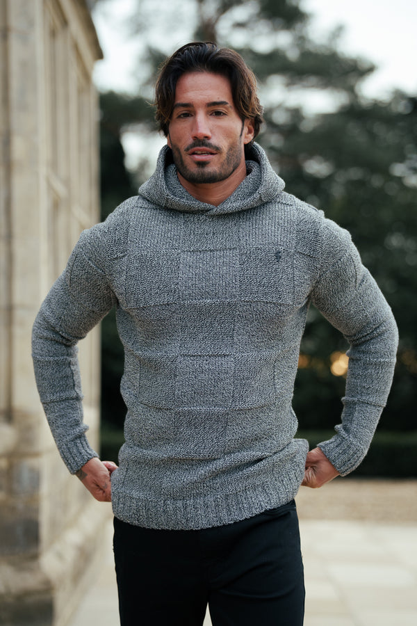 Father Sons Black / White Two Tone Checkerboard Knitted Hoodie - FSJ134 (PRE ORDER 11TH DECEMBER)