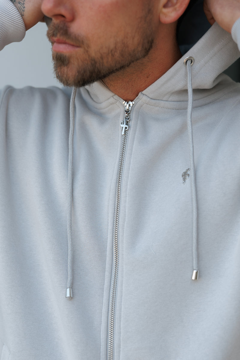 FS Light Grey / Silver Full Zip Hoodie with Pockets - FSH1250