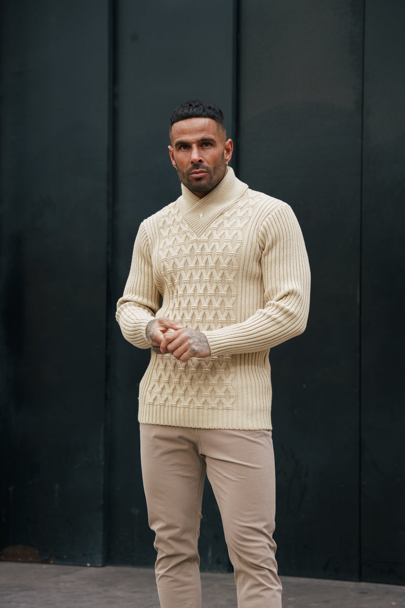 Father Sons Chunky Cable Knit Beige Jumper - FSJ062