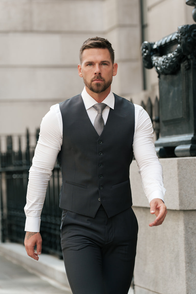 Father Sons Slim Formal Waistcoat Charcoal - FSW013