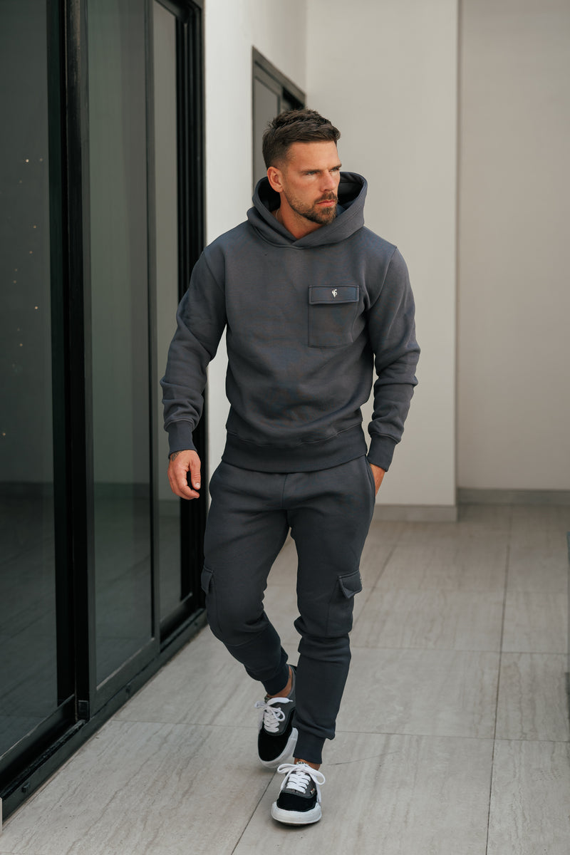 FS Charcoal / Silver Cargo Tracksuit Bottoms - FSR035 (PRE ORDER 22ND DECEMBER)