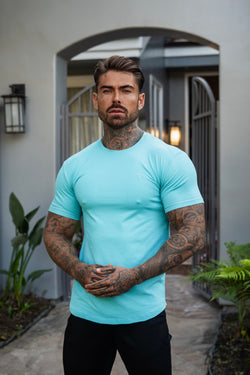 Father Sons Classic Turquoise Curved Hem Crew T Shirt - FSH1153