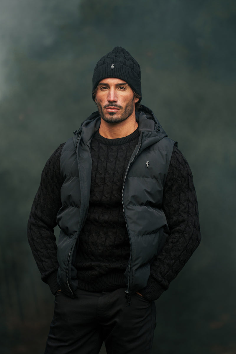 FS Black Padded Hooded Gilet - FSN235 (PRE ORDER 15TH DECEMBER)