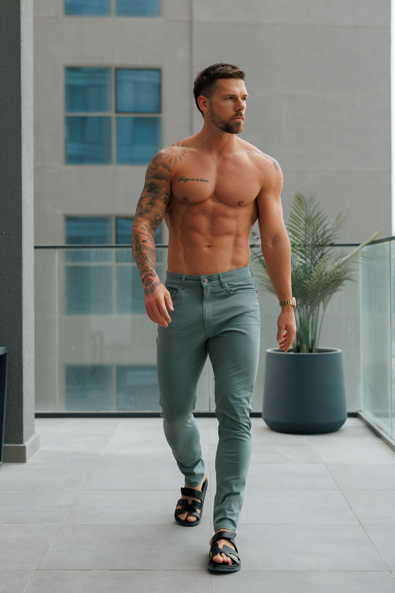 Father Sons Ultra Stretch Green Relaxed Jeans - FSJEAN017