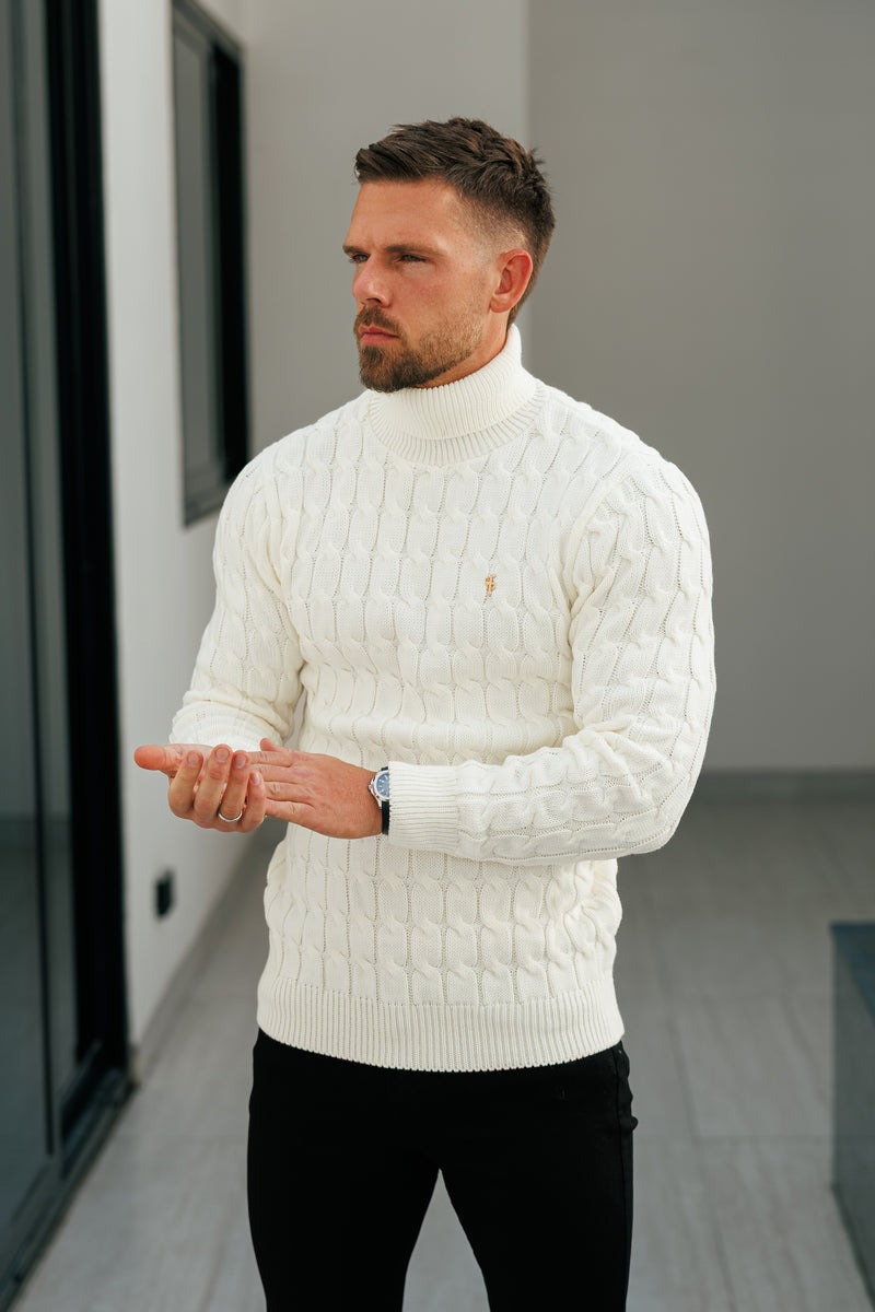 Father Sons Link Weave Knit Cream Roll Neck Jumper - FSJ102 (PRE ORDER 12TH NOVEMBER)