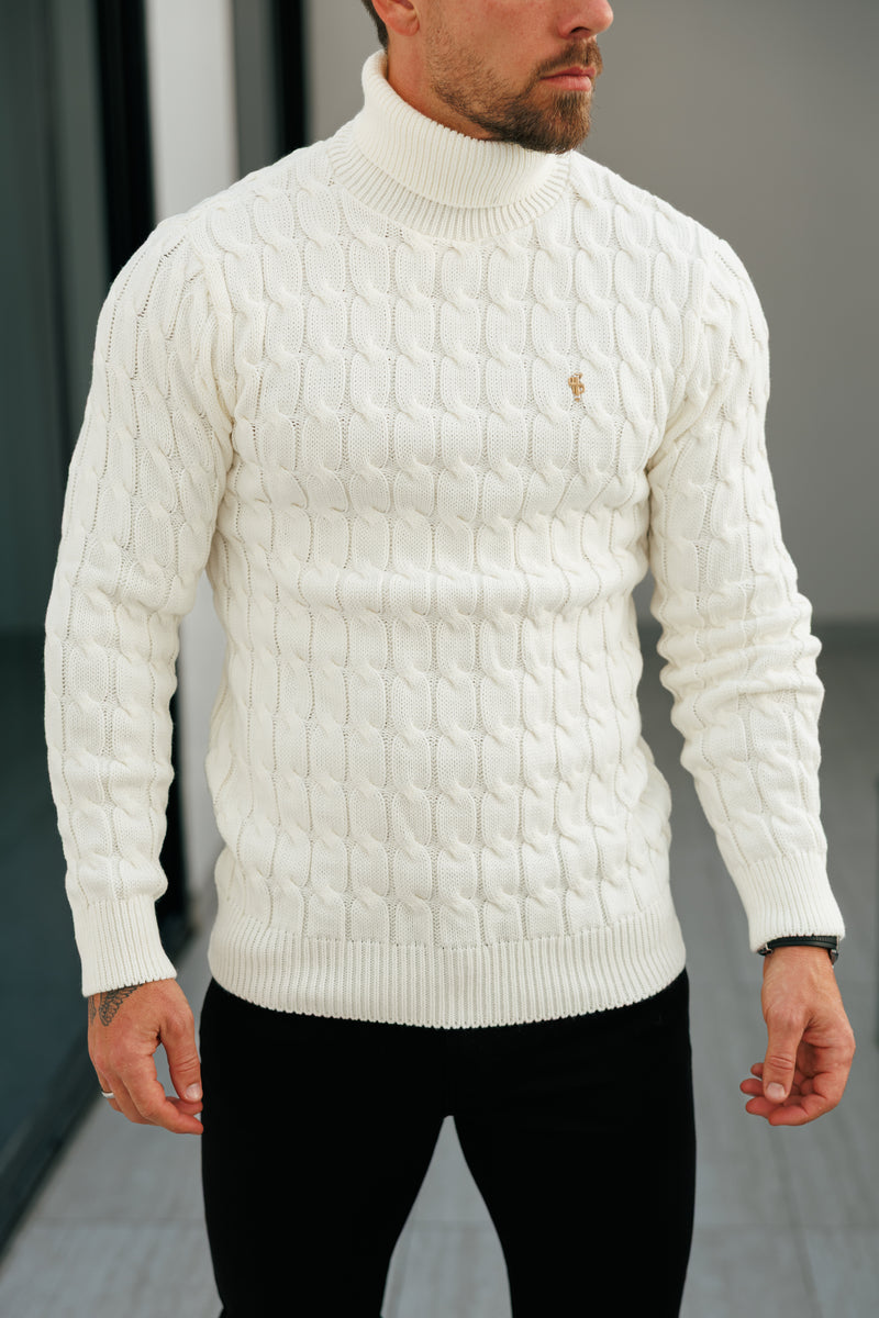 Father Sons Link Weave Knit Cream Roll Neck Jumper - FSJ102 (PRE ORDER 12TH NOVEMBER)