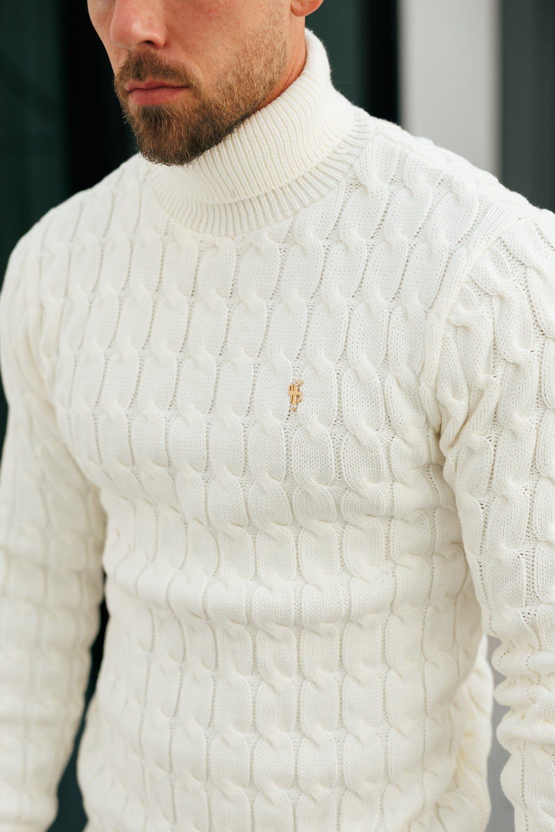Father Sons Link Weave Knit Cream Roll Neck Jumper - FSJ102 (PRE ORDER 12TH NOVEMBER)