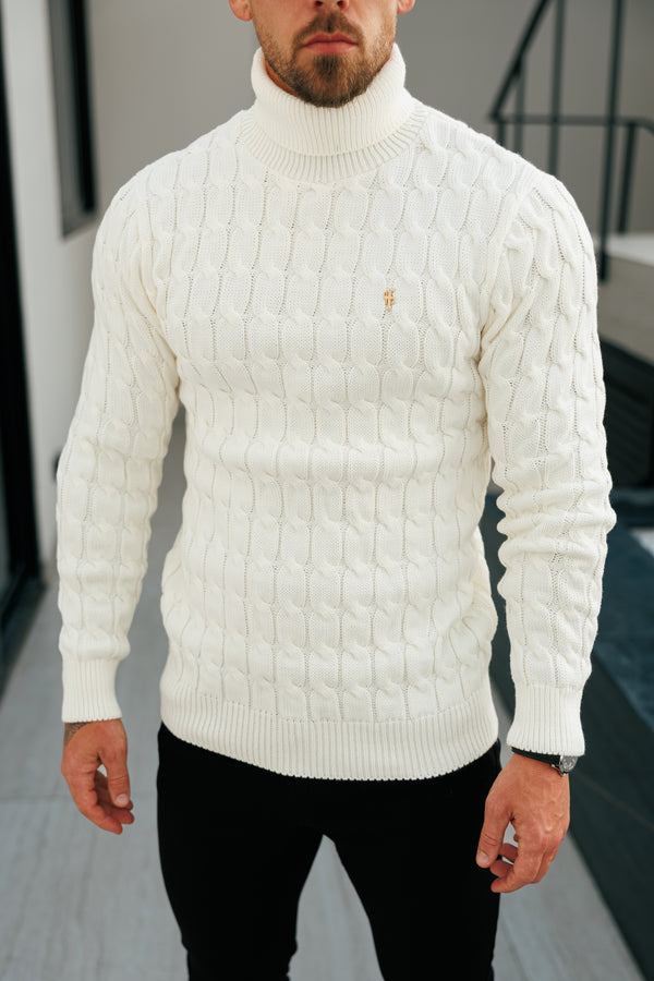 Father Sons Link Weave Knit Cream Roll Neck Jumper - FSJ102 (PRE ORDER 12TH NOVEMBER)