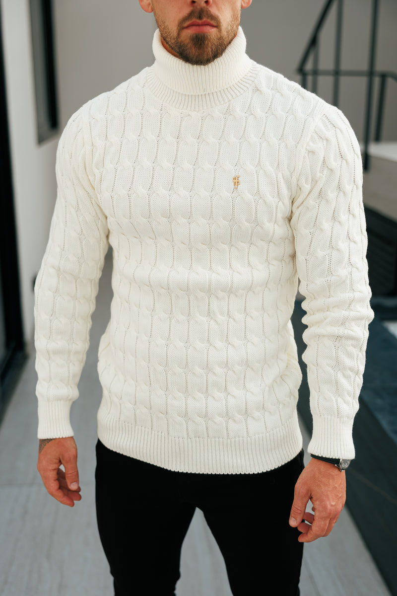 Father Sons Link Weave Knit Cream Roll Neck Jumper - FSJ102 (PRE ORDER 12TH NOVEMBER)