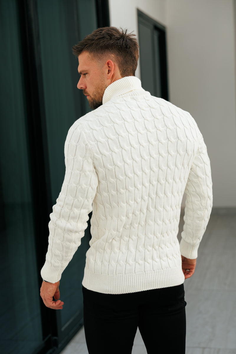 Father Sons Link Weave Knit Cream Roll Neck Jumper - FSJ102 (PRE ORDER 12TH NOVEMBER)