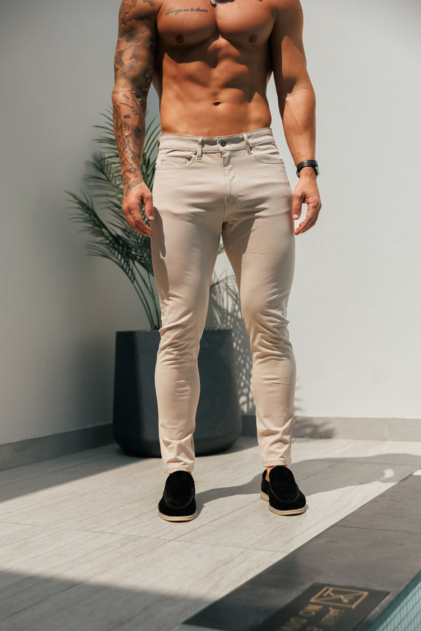 Father Sons Ultra Stretch Beige Relaxed Jeans - FSJEAN008