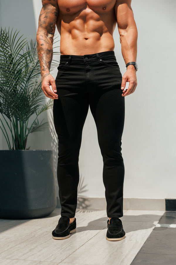 Father Sons Slim Stretch Black Relaxed Sateen Trousers - FSH1302