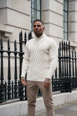 Father Sons Chunky Cable Knit Natural with Colour Fleck Jumper - FSJ067