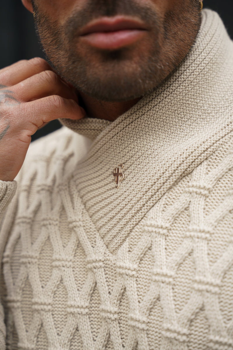 Father Sons Chunky Cable Knit Beige Jumper - FSJ062