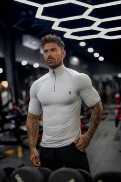 FS SS Light Grey Half Zip Gym Top - FSH1314 (PRE ORDER 31ST MARCH)