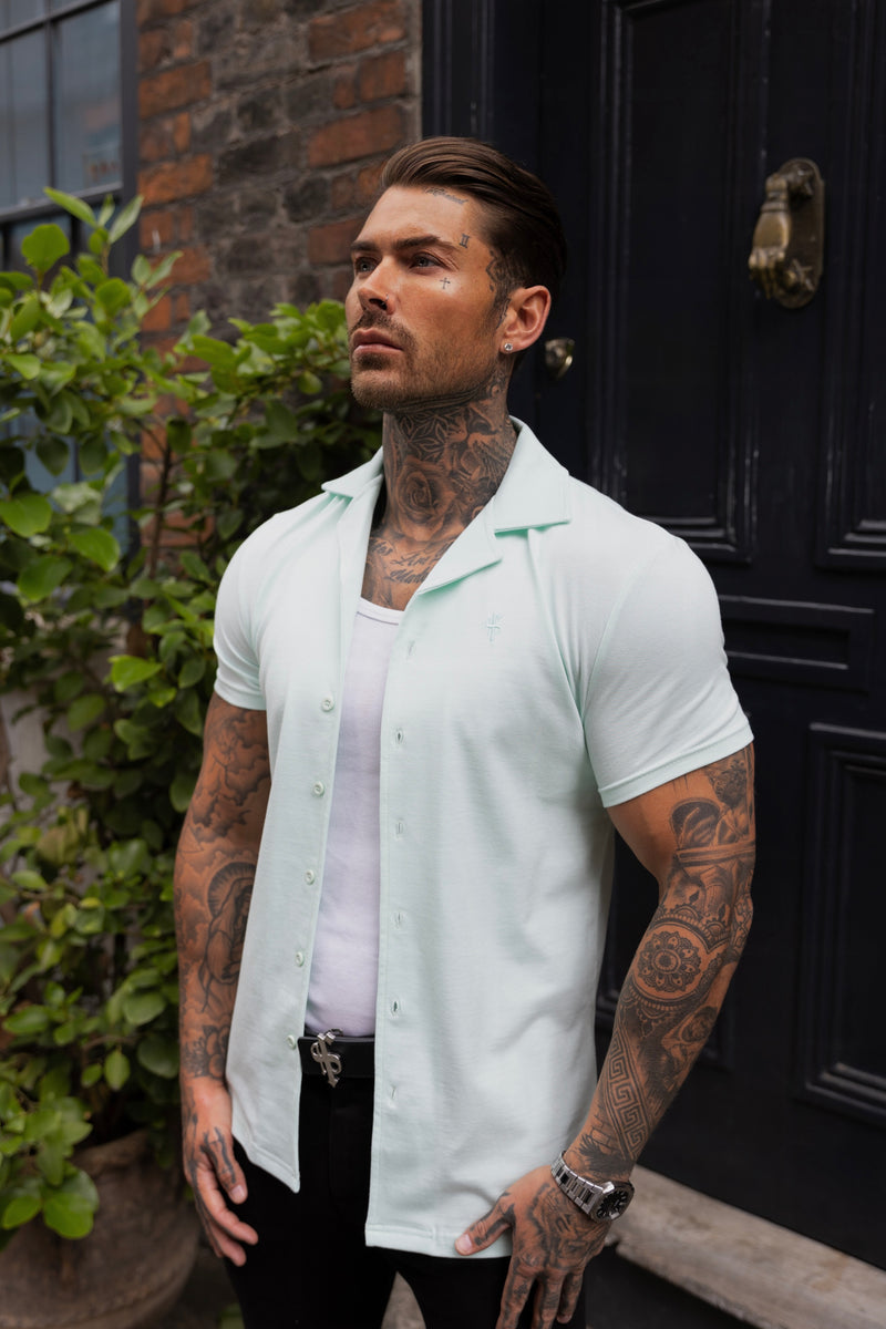 Father Sons Stretch Mint Pique Revere Shirt Short Sleeve - FSH1078