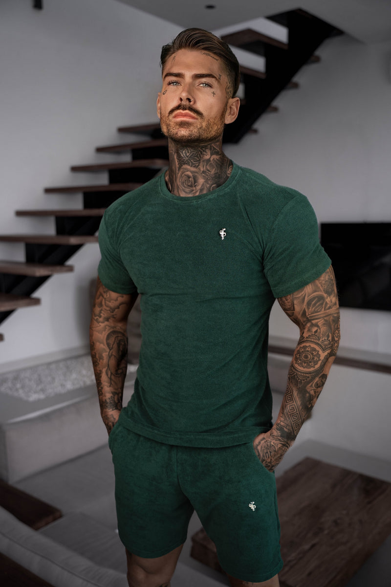 Father Sons Forest Green / Silver Towelling Crew T Shirt - FSH1347