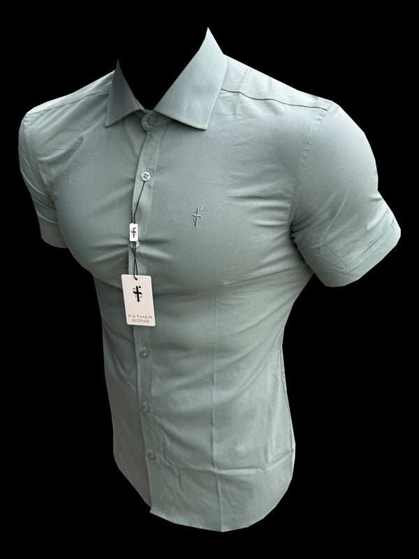 Father Sons Muscle Fit Advanced Stretch Khaki Short Sleeve with Cutaway Collar - FS1204