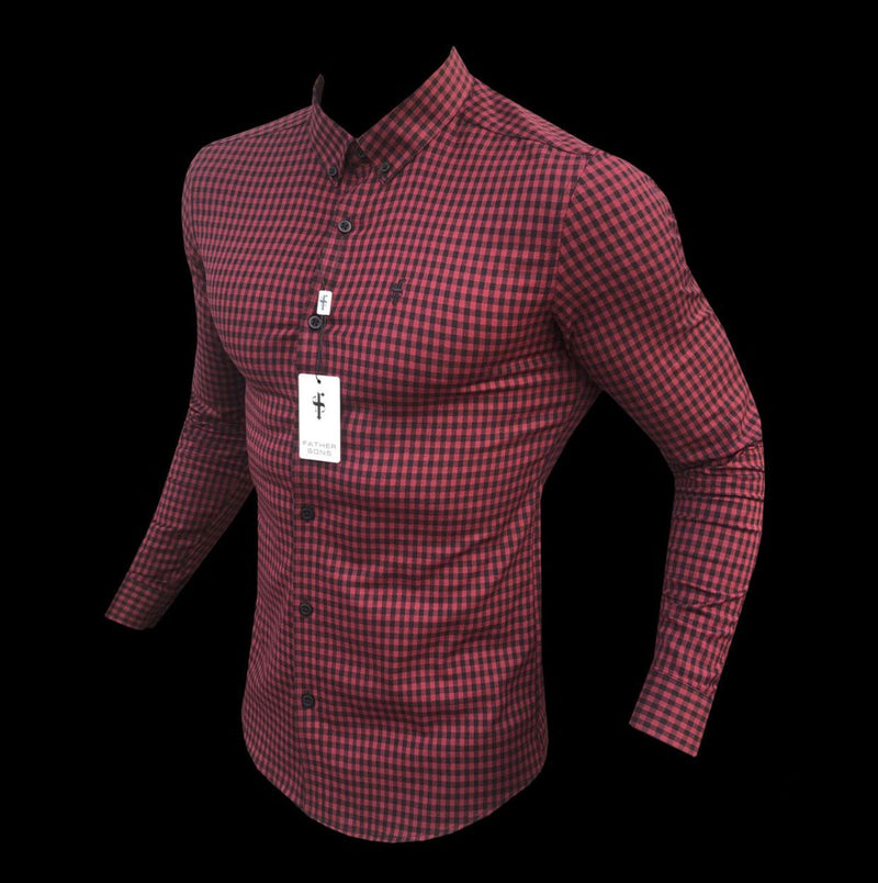 Father Sons Super Slim Ultra Stretch Red & Black Check - FS473