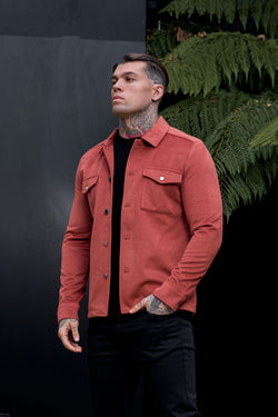 FS Brushed Button Up Plain Jacket Rust - FSN181