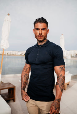 Father Sons Classic Navy Polo Shirt with Tonal Button and Embroidery - FSH825 (PRE ORDER 18TH NOVEMBER)