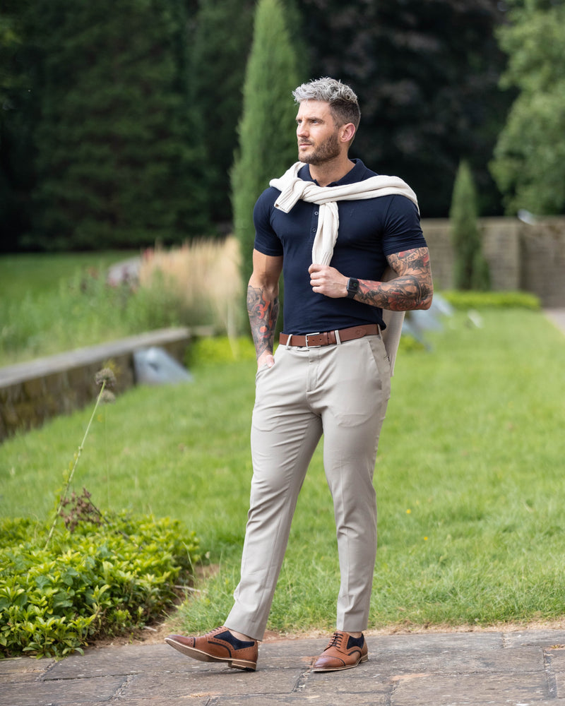 Father Sons Classic Navy Polo Shirt with Tonal Button and Embroidery - FSH825