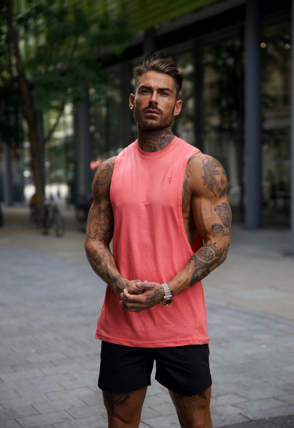 Father Sons Classic Bamboo Dropped Armhole Coral Vest - FSH822  (PRE ORDER 12TH JUNE)