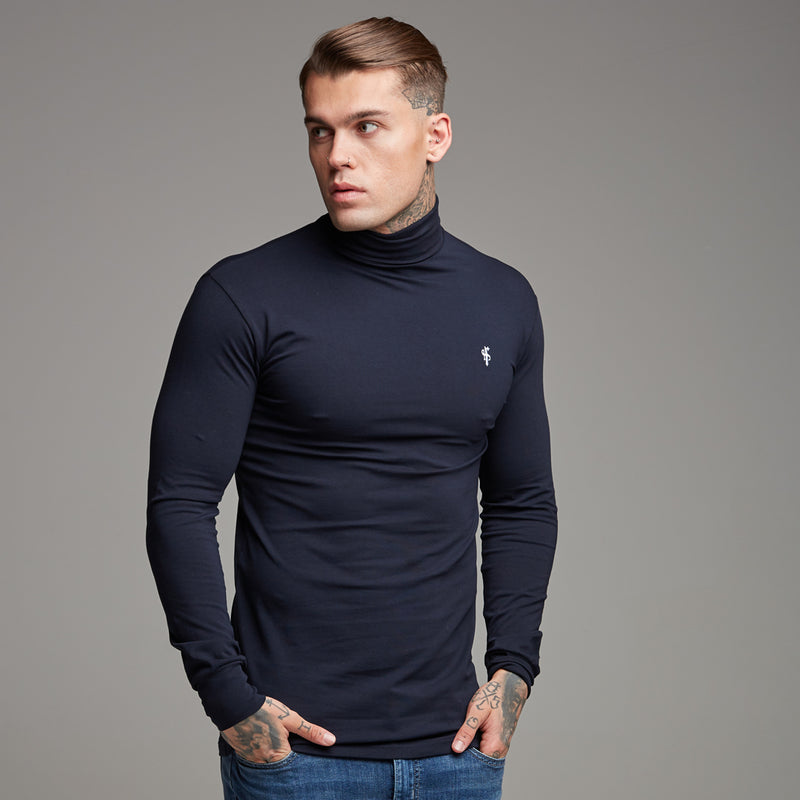 Father Sons Classic Navy Stretch Roll Neck  - FSH164