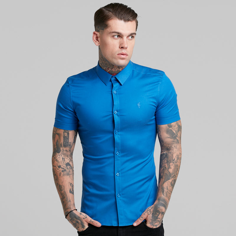 Father Sons Super Slim Luxe Ultra Stretch Mid Blue Short Sleeve -  FS384
