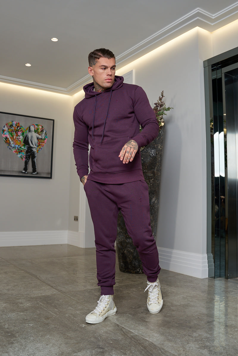 Father Sons Plum Raglan Tracksuit Bottoms with FS Embroidery - FSH704