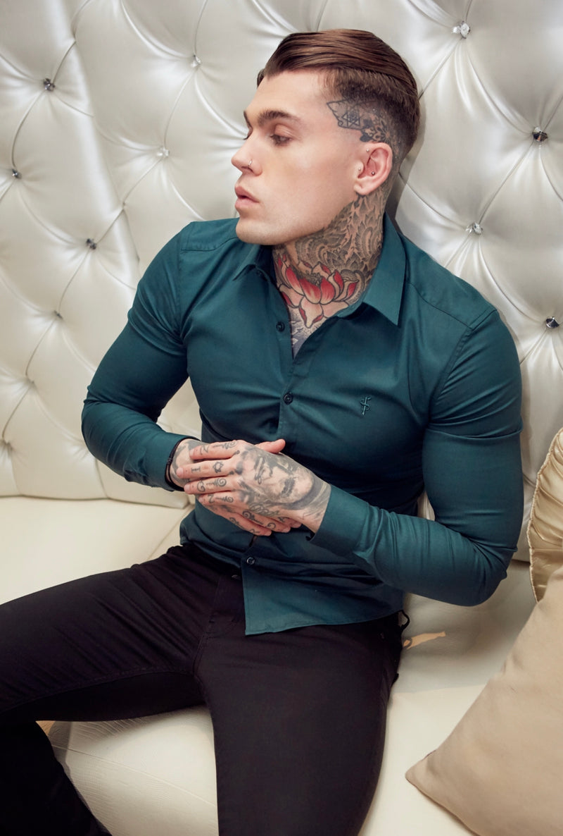 Father Sons Super Slim Luxe Ultra Stretch Classic Forest Green Long Sleeve -  FS674