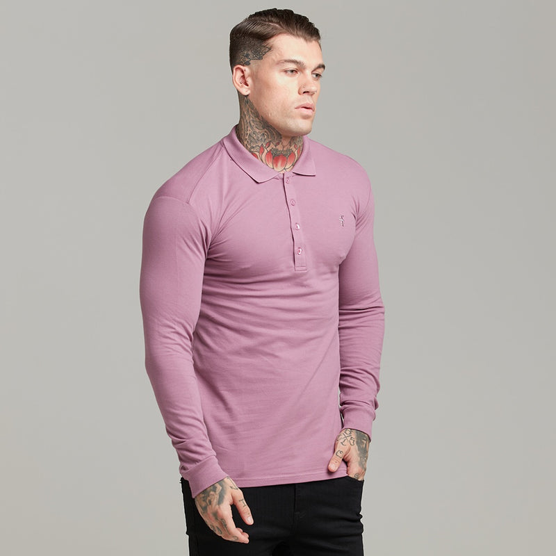 Father Sons Classic Lavender Long Sleeve Polo Shirt - FSH307