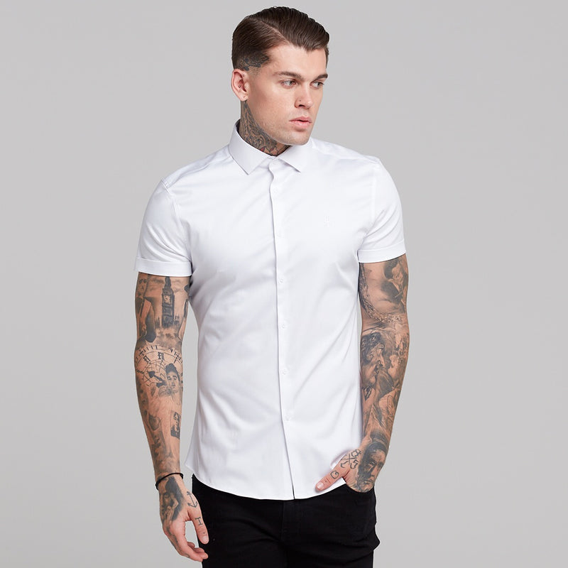 Father Sons Slim Sateen Classic White with White Embroidery - FS395